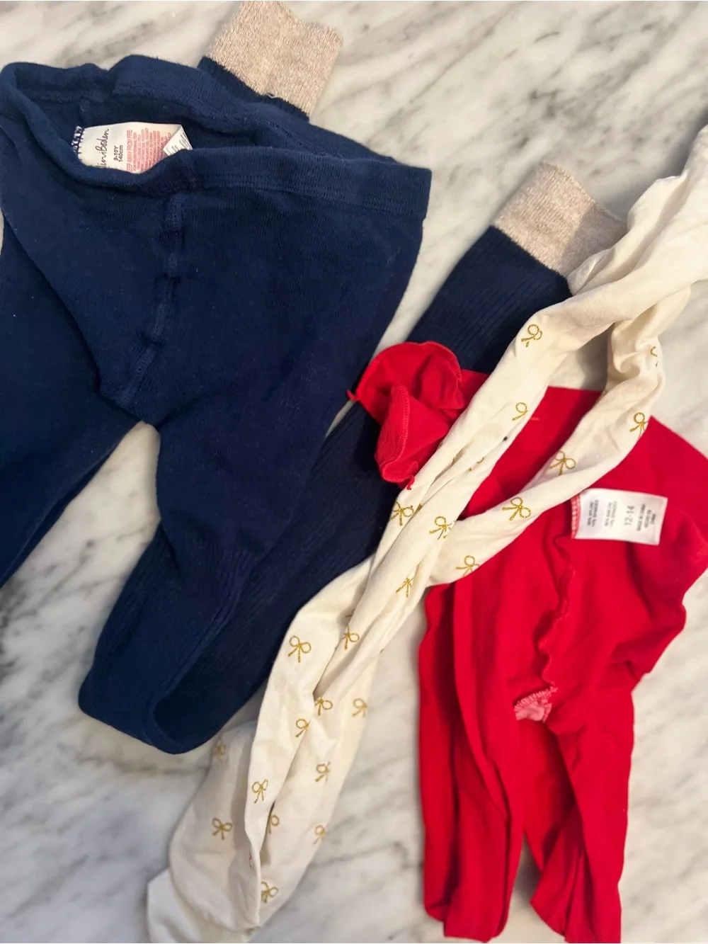 Girls Tights – Red, Navy, and Cream Pack